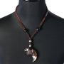 MJartoria Mens Necklace, Unisex Resin Tooth Pendant Adjustable Brown PU Leather Cord Necklace