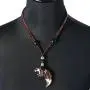 MJartoria Mens Necklace, Unisex Resin Tooth Pendant Adjustable Brown PU Leather Cord Necklace