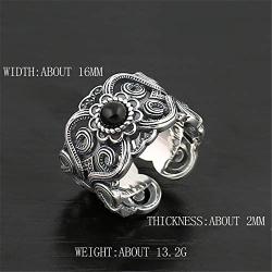 LOVECOM 990 Sterling Silver Dragon Rings for Men Vintage Open Ring Thai Silver Jewelry Cool Birthday Party Gift