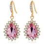 Swarovski Crystal Halo Teardrop Drop Dangle Earrings for Women 14K Rose Gold Plated Hypoallergenic Jewelry
