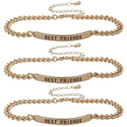 Lux Accessories Gold Tone Best Friends BFF ID Bracelet Set Trio