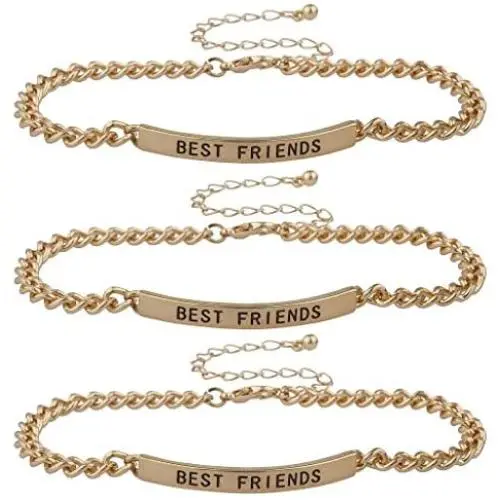 Lux Accessories Gold Tone Best Friends BFF ID Bracelet Set Trio Lux Accessories Gold Tone Best Friends BFF ID Bracelet Set Trio