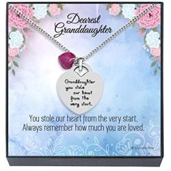 Granddaughter Jewelry Necklace Gifts - Granddaughter You Stole Our Heart Keepsake Heart Necklace