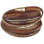 TASBERN Leopard Print Leather Wrap Bracelet in Multilayer Strands Leahter Cuff Bracelets for Women Mother Wife