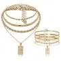 Multilayer Necklaces Anklet Set for Women Gold Plated Snake Link Chain Pendant Necklace Gifts for Girls Jewelry Set Multilayer Necklaces Anklet Set for Women Gold Plated Snake Link Chain Pendant Necklace Gifts for Girls Jewelry Set