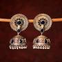 Aheli Antique Boho Oxidized Faux Blue Stone Studded Dangle Jhumki Jhumka Earrings Indian Wedding Bohemian Jewelry for Women