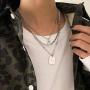Good Luck Mens Stainless Steel Chain Necklace Silver Color Pendant Layered Necklace for Women with Lucky Number 7