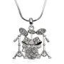 PammyJ Music Jewelry - Drum Set with Clear Crystals Pendant Necklace, 17.5'' PammyJ Music Jewelry - Drum Set with Clear Crystals Pendant Necklace, 17.5''