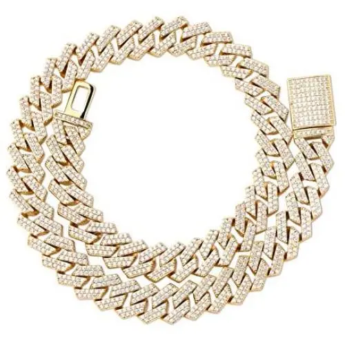 TOPGRILLZ 14mm 6 Times 14K Gold Plated Iced out Lab Diamond Miami Cuban Link Chain Choker for Men with Box Clasp Hip Hop TOPGRILLZ 14mm 6 Times 14K Gold Plated Iced out Lab Diamond Miami Cuban Link Chain Choker for Men with Box Clasp Hip Hop
