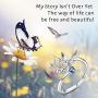 Semicolon Butterfly Survivor Rings 925 Sterling Silver Encouragement Fighter Ring Inspired Jewelry Minimalist Open Tail Finger Stacking Adjustable Ring with Blue CZ for Women Teen Girl Friend Gifts