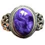Charoite Ring,Natural Purple Charoite Jewelry For Woman Man Crystal 13x10mm Beads Stone Adjustable Ring AAAAA