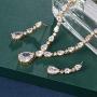 WeimanJewelry Round Cubic Zirconia CZ Teardrop Bridal Necklace and Dangling Earring Set for Women Wedding Party Prom