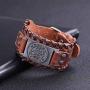 VASSAGO Gothic Vintage Amulet Seal of Solomon The Sigil of Archangel Michael Brown Metal Connector Leather Bracelet