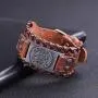 VASSAGO Gothic Vintage Amulet Seal of Solomon The Sigil of Archangel Michael Brown Metal Connector Leather Bracelet