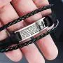 COMTRUDE to My Daughter Bracelets, Stainless Steel Leather Inspirational Wristband, Daughter Bracelet from Mom and Daddy, Love Daughter Best Gift (Brown and Black)