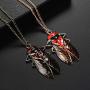 La Espoir Fashion Cicada Insects Pendants Sweater Necklace