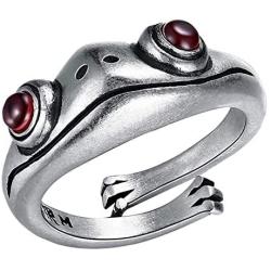 Frog Open Rings Set Vintage Adjustable Alloy Animal Finger Rings Retro Cute Silver Animal Frog Finger Ring for Women Party Jewelry