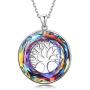 Sllaiss Sterling Silver Crystal Pendant Necklace for Women Multi Color Crystals from Austria Tree of Life Fine Jewelry with Gift Box