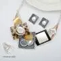 CSY Fashion Oval Crystal Opals Chunky Statement Bib Necklace Earrings Silver Plated Bohemian Costume Jewelry Set Gifts for Women