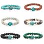 Ocean Sea Turtle Bracelets Save Beach Jewelry for Women Men 8MM Natural Stone Elastic Friendship Beads Bracelet (x-Group 1)
