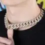 JINAO 18MM All ICED Out Simulated Diamond Miami Cuban Chain Necklace JINAO 18MM All ICED Out Simulated Diamond Miami Cuban Chain Necklace