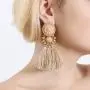 boderier Bohemian Statement Thread Tassel Chandelier Drop Dangle Earrings with Cassandra Button Stud