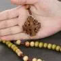 COTTVOTT Wood Rosary Beads Necklace Catholic Saint Benedict Medal Cross Pendant Necklace Prayer Gift COTTVOTT Wood Rosary Beads Necklace Catholic Saint Benedict Medal Cross Pendant Necklace Prayer Gift