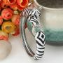 EVER FAITH Austrian Crysta Enamel Art Deco Zebra Horse Animal Hinged Bracelet