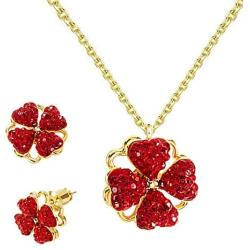 DORAFO Four-Hearts Clover Necklace Fodable and Rotating Simulated Diamond Gold Necklace for Women Girls | Fortune Necklace for Her