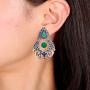 Aheli Oxidized Dangle Earrings Studded Stone Vintage Bohemian Bollywood Ethnic Fashion Jewelry for Women