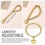 GoldChic Jewelry Personalized Stainless Steel 26 Initial Heart Charm Bracelet Adjustable for Women/Girls,Cable Link Letters Alphabet Mother Daughter Bracelets - (Other Charms Can be Added)