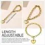 GoldChic Jewelry Personalized Stainless Steel 26 Initial Heart Charm Bracelet Adjustable for Women/Girls,Cable Link Letters Alphabet Mother Daughter Bracelets - (Other Charms Can be Added)