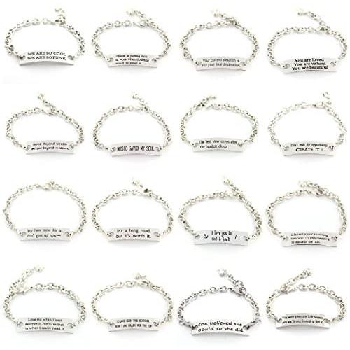 YOYONY 10 PCS Packs ! Random Inspirational Message Adjustable Leather Bracelets,Motivational Quotes Bangle Bracelets,Minimalist Decoration BFF Jewelry