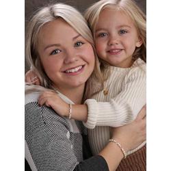 Sterling Silver Mom and Me Cultured Pearl Bracelet Set with High End Crystals for Mother and Daughter