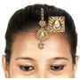 MUCH-MORE Sleek Design Gold Plated Maang Tikka for Girls & Kids & Women