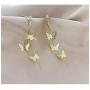 JMS18K Gold Plated Dainty Vivid Butterfly Tassel Earrings Silver Post CZ 3D butterfly Drop Dangle Earrings Fairy Earrings for Women Girls