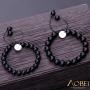 2PCS Gemstone Beaded Couple Bracelet 8MM/10MM Round Beads Healing Reiki Macrame Adjustable Jewelry for Men Women by Aobei