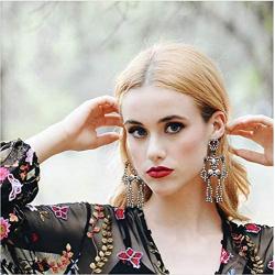 Halloween Skeleton Earrings for Women Girls Moving Horror Skull Drop Dangle Earrings Statement Rhinestone Long Earrings Gothic Jewelry Cosplay Costume Party Gifts