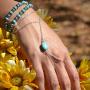 TseanYi Turquoise Finger Bracelet Layering Silver Chain Wrist Bracelet Boho Hand Chain Jewelry for Women and Girls (Silver)