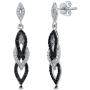 BERRICLE Rhodium Plated Sterling Silver Cubic Zirconia CZ Black and White Fashion Necklace and Earrings Set