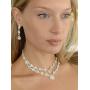 Mariell Silver 2 Row Rhinestone Crystal Necklace and Earrings Set - Prom, Brides and Bridesmaids Jewelry