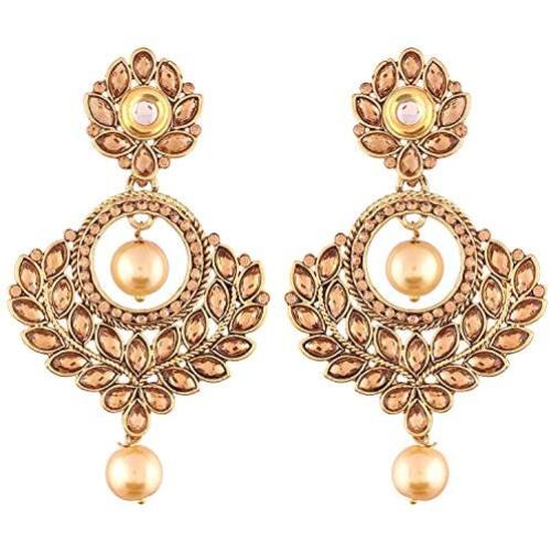 Aheli Stunning Indian Wedding Party Designer Faux Stone Beaded Dangle Earrings Ethnic Traditional Jewelry for Women Girls