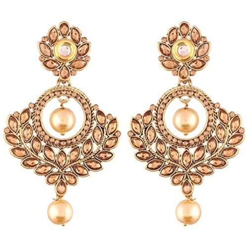 Aheli Stunning Indian Wedding Party Designer Faux Stone Beaded Dangle Earrings Ethnic Traditional Jewelry for Women Girls