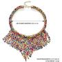 Beaded Bib Collar Necklaces for Women Africa Beaded Statement Necklaces Multi Layered Seed Bead Choker Necklace Bohemian Statement Necklace Fashion Jewelry