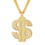 Finrezio Gold Plated Necklace for Men Hip Hop Jewelry Dollar Sign Pendant