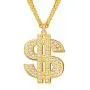 Finrezio Gold Plated Necklace for Men Hip Hop Jewelry Dollar Sign Pendant