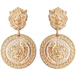 Zinc Alloy Lion Portrait Dangle Earrings Ethnic Grometric Earrings Women Party Jewelry