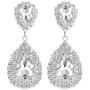 mecresh Clear/Gold Teardrop Austrian Crystal Bridal Dangle Earring