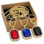 3 pcs Yellow Gold Plated Hip Hop Mens Ruby Octagon Pendant Necklace - 3mm 24'' Rope Chain Jewelry - Red,Black,Blue 3pcs By Cy-trendy
