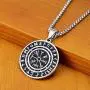 MVKJ Viking Necklace 316L Stainless Steel Norse Runes Vegvisir Pendant Celtic Pagan Compass Amulet Necklace Jewelry for Men Women